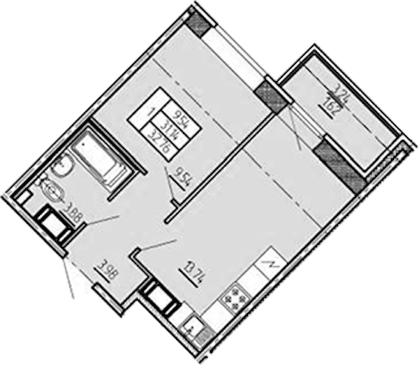 Однокомнатная квартира в : площадь 32.76 м2 , этаж: 3 - 15 – купить в Санкт-Петербурге